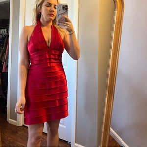 BCBG MAZAZRIA red laser cut dress size 10 (fits 2-4)